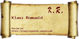 Klasz Romuald névjegykártya